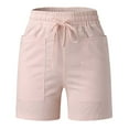 thumbnail image 5 of Casual Shorts for Women, Linen Shorts,Women's Casual Summer Shorts Comfortable Drawstring Elastic Waist with Pockets Ideal for Everyday Wear and Outdoor Activities, 5 of 6