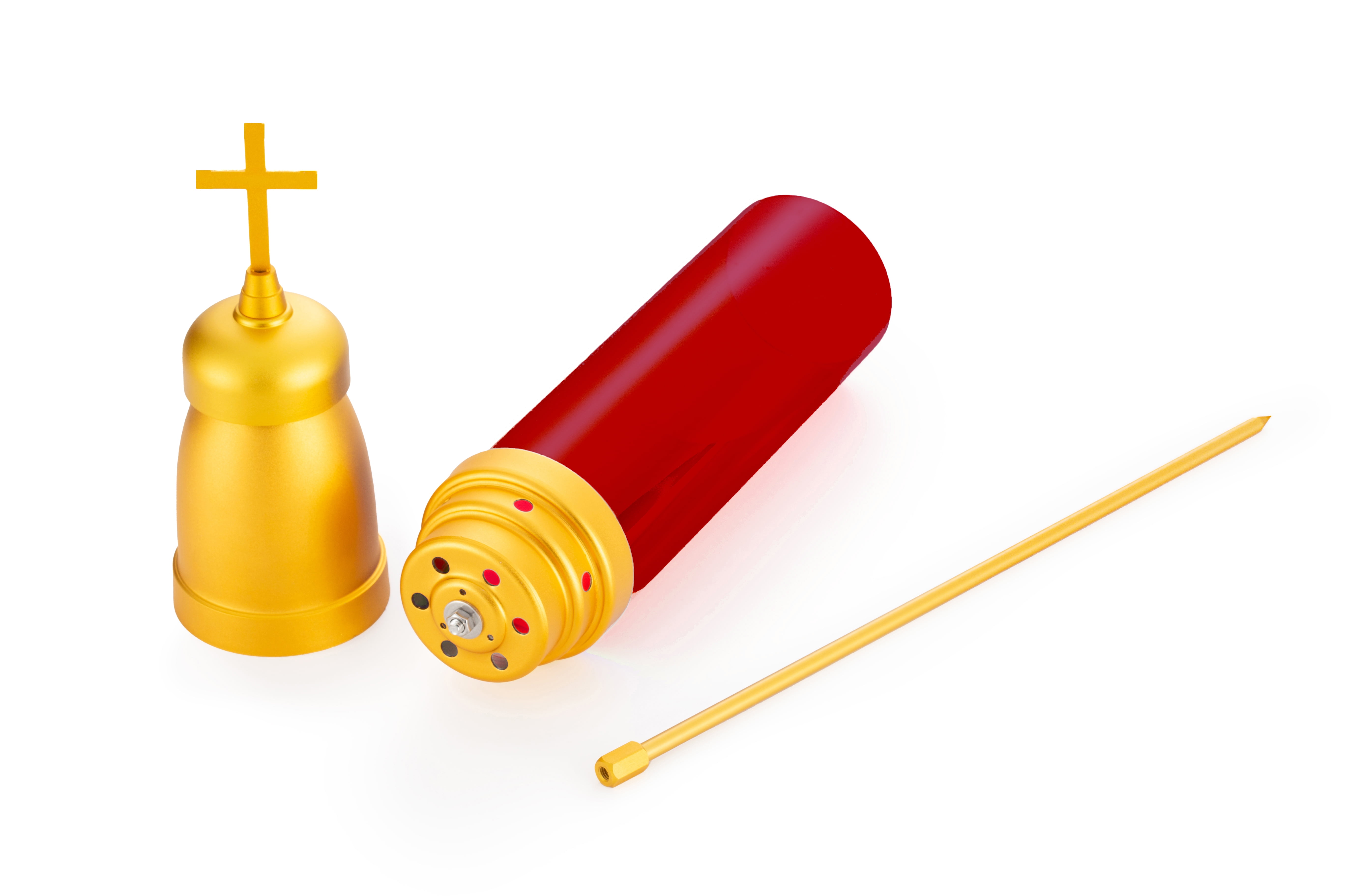 Latin Cross Cemetery Memorial Light Candle Holder,Red Cemetery Light
