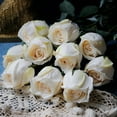 thumbnail image 3 of Artificial Rose Flowers Realistic Silk Burnt Edge Vintage Rose with Long Stem for Home Bridal Wedding Party Floral Bouquets Decoration (Pcs, White), 3 of 5