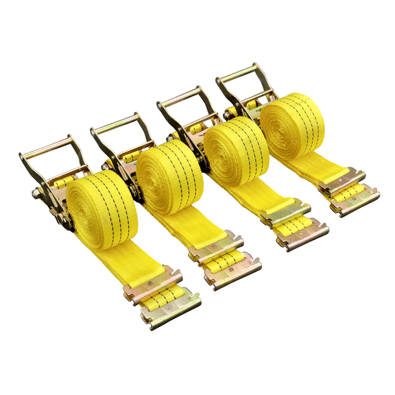 4 Pc 15' E Track Ratchet Tie Down Strap Truck Trailer Enclosed Cargo Van Straps
