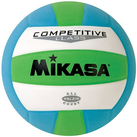 Mikasa VSL215 Competitive Class Indoor/Outdoor Volleyball, Green/White/Blue
