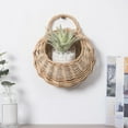 thumbnail image 2 of FeiFu Wall-Mounted Woven Flower Basket Organizer,Rattan Storage Pot for Indoor Plants, Office Decor, Space-Saving Display Khaki, 2 of 5