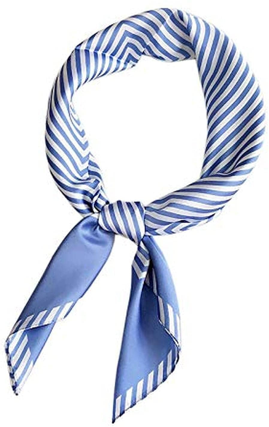 100% Silk 20" Square Scarf Women Wrap neckerchief Bandana white blue QS46-20