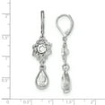 thumbnail image 2 of Silver-tone White Crystal Flower Leverback Earrings BF2420, 2 of 2