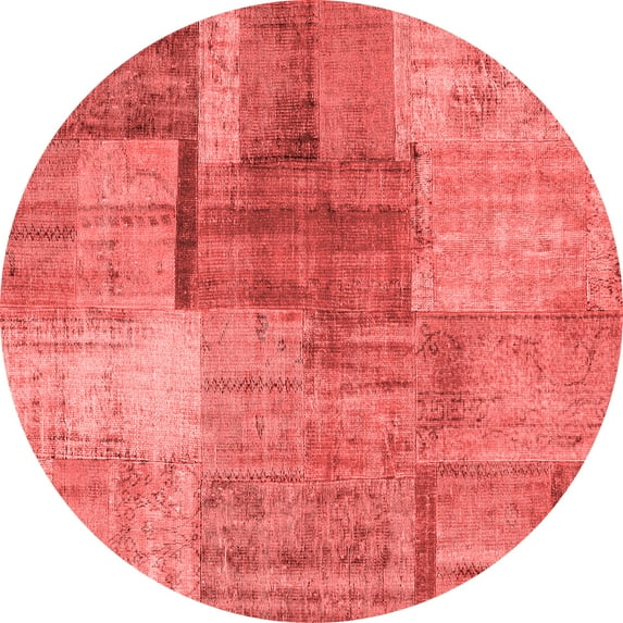 Ahgly Company Indoor Round Patchwork Red Transitional Area Rugs, 6' Round
