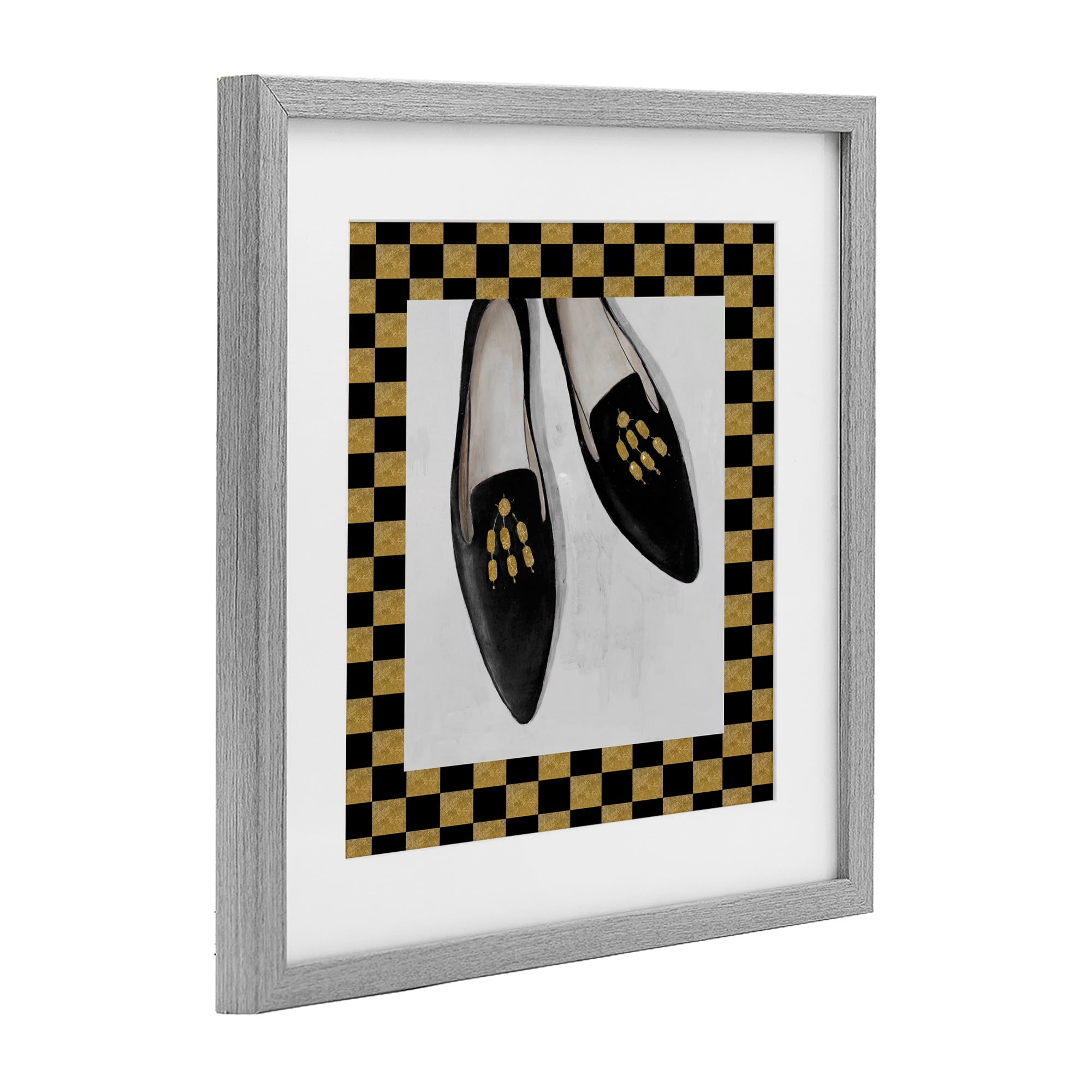 Stupell Industries Luxe Black Flats Gray Framed Print Under Glass, design by Lorenzo Collective