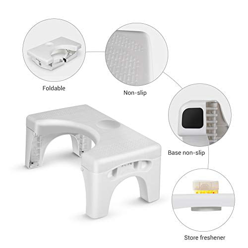 Folding Toilet Stool Convenient and Compact Squatting Stool Creative Non-Slip Toilet Seat Footstool Enow Multi-Function Foldable 7 Height Squatting Toilet Step Stool Fit for All Toilets
