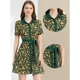 thumbnail image 1 of INSPIRE CHIC Robe Chemise à Manches Courtes avec Ceinture et Col Contrasté pour Femmes, 1 of 3
