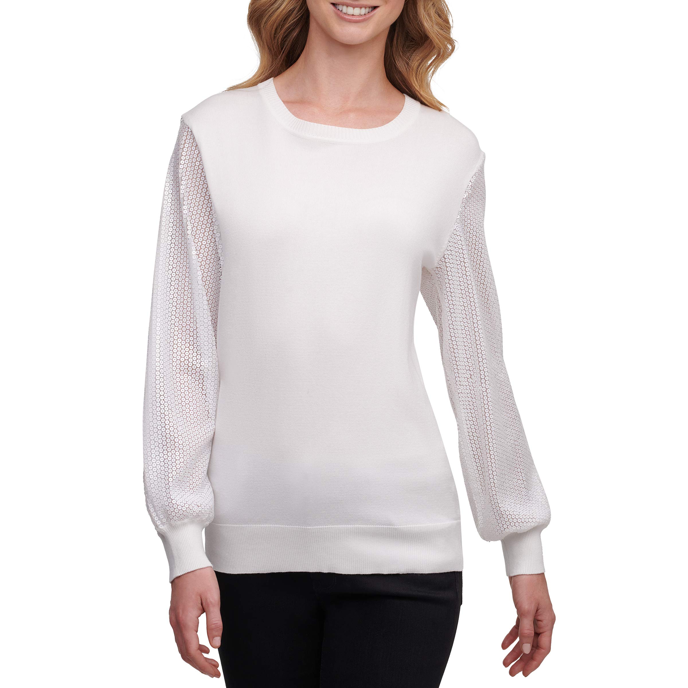 DKNY Womens Sequin Pullover Sweater 