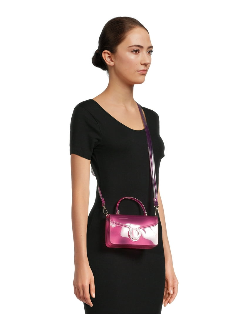 No Boundaries Women's Contemporary Jelly Flap Crossbody Bag