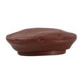 thumbnail image 1 of Chapeau d'Hiver Rose Rouge en Cuir Pu Bérets Français pour Femmes Bonnet Rétro Solide pour Dames, Matériau Premium, 1 of 7