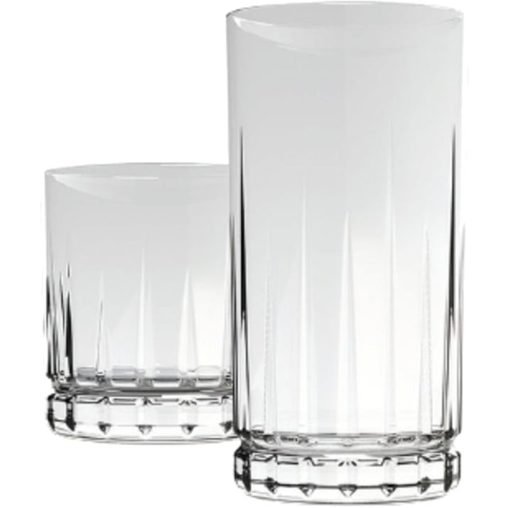 Set Of 4 Adeline Durable Dishwasher Safe Clear 16-Ounce Embossed Glass Tumblers