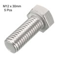 thumbnail image 3 of Uxcell M12 Thread 30mm 304 Stainless Steel Hex Head Screws Bolts (5-pack), 3 of 3