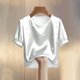 thumbnail image 2 of TaTaai Women's Summer Solid Round Neck Short Sleeve Top, Pearl Embellished Casual Professional Style, Lightweight Soft for Office Daily Wear Gift, 2 of 5