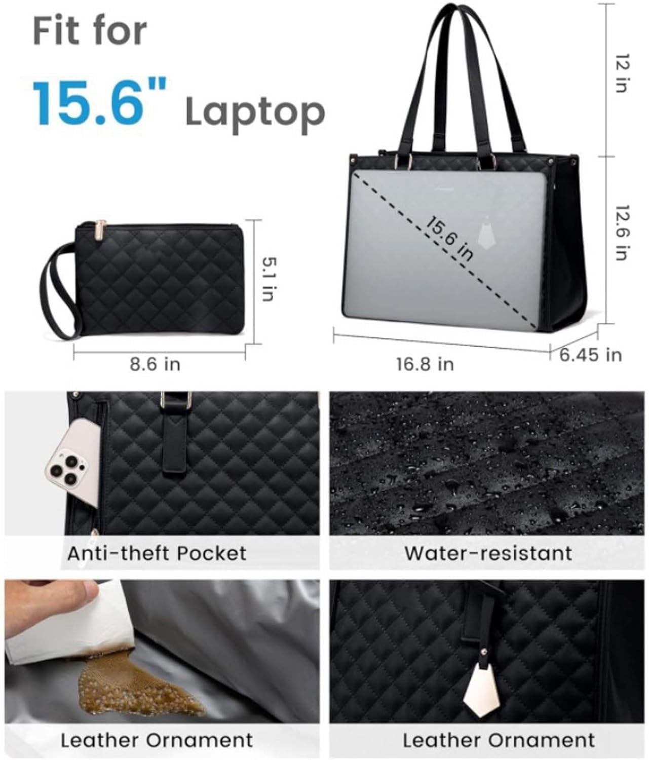 2 in 1 Tote Bag Lunch Bag Combo, 2026 New Tote Bag Insulated Lunch & Travel Tote,  15.6 Inch Tote Bag with Lunch Compartment ,Large Convertible Laptop Work Handbag for Women