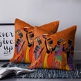 thumbnail image 2 of 18x18 Pillow Covers Set of 2, Black Orange Girls Boho Throw Pillow Covers Decorative Couch Cushion Case, Retro Ethnic Abstract Art Microfiber Square Pillowcases for Bedroom Car Living Room, 2 of 7