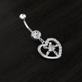 thumbnail image 3 of Belly Ring Stainless Steel - Rhinestone Heart Navel Ring Body Piercing Jewelry, 3 of 8