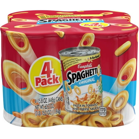 (2 Pack) Campbell's SpaghettiOs Original, 15.8 oz, 4 (Best Low Sodium Meals)