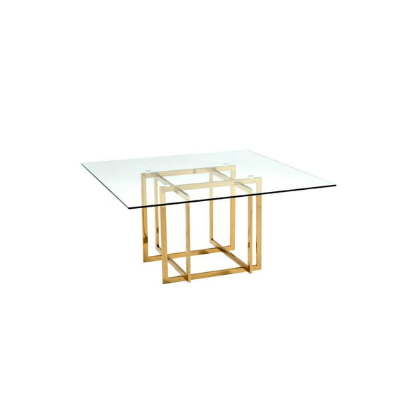 Square Clear Glass Table with Gold Base