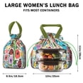 thumbnail image 5 of Pioneer Flower Floral Print Pattern Drawstring Lunch Bag Women - Drawstring Lunch Bag Insulated for Work Office - Stain-Resistant Large Lunchbags for Women with Multi-Pockets, 5 of 6
