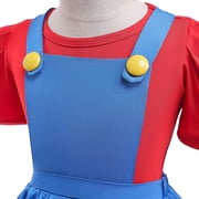 Princess Hero bros Halloween Fancy-Dress Costumes with Hat Beard for Child, Little Girls 5-6