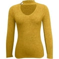 thumbnail image 6 of Duoif Womens Sweaters, Women's Hollow Knitted Sweater - Bottoming Shirt Top Sweaters for Women Yellow XL, 6 of 6