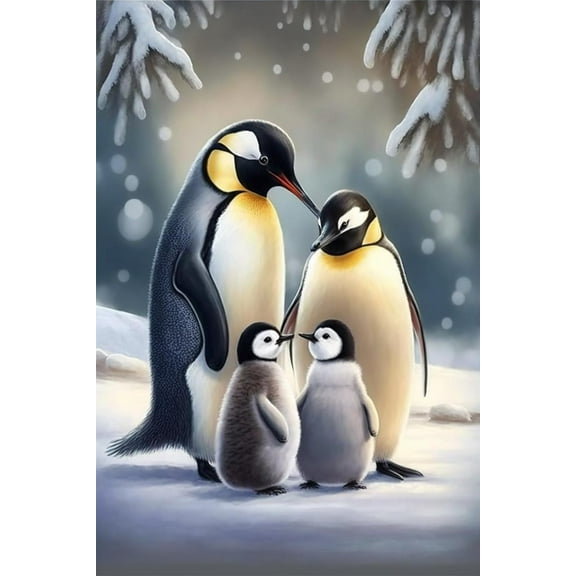 300 Pieces Puzzle for Adults - Penguin Family in The Snow Wooden Jigsaw Puzzles Challenging Educational Fun Toys for Family Creative Gift