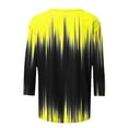 thumbnail image 4 of Fall Saving QUINDOS Shirts for Women 3/4 Sleeve Fall Tops for Women 2025 Loose Crew Neck Casual Tie Dye Yellow Tops, 4 of 5