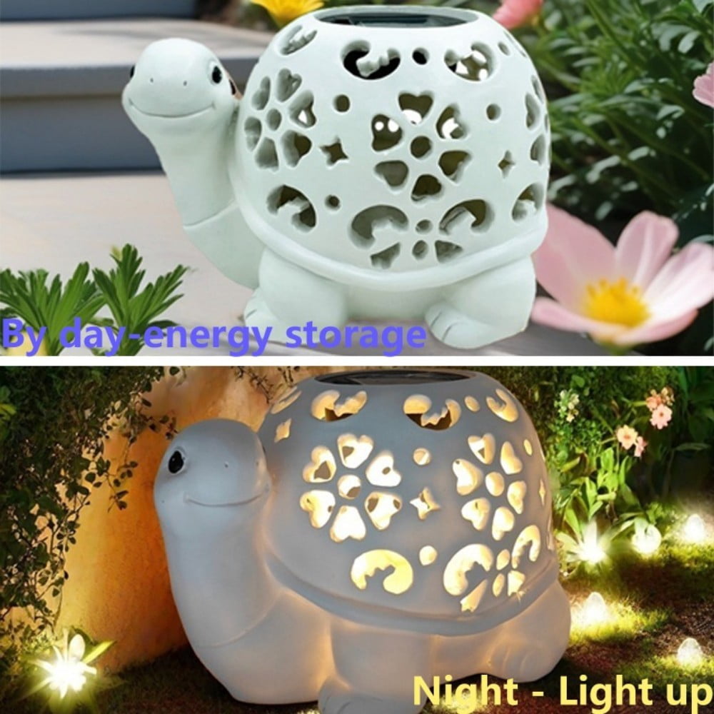 Solar Garden Outdoor Statues Turtle with LED light, Turtle Decor Tortoise Sculpture for Patio, Balcony, Yard Ornaments, Turtle Graden Statue for Outside, Unique Housewarming Gifts, Mom Gifts