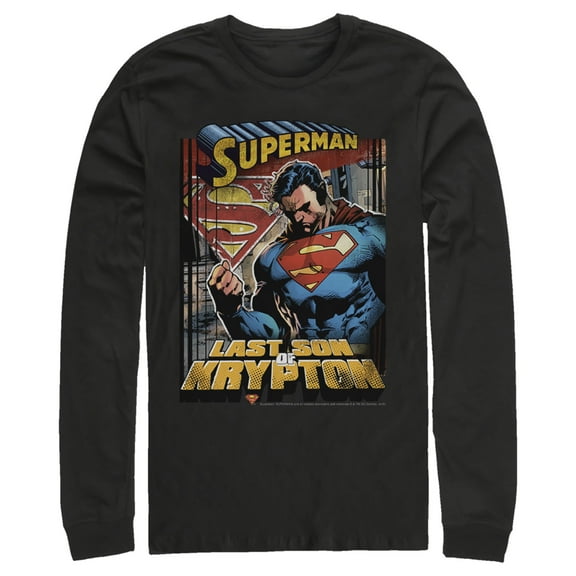 Men's Superman Son of Krypton Long Sleeve Shirt Black 2X Large