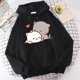 thumbnail image 3 of Sudadera con capucha de manga larga con estampado de gato para mujer, sudadera con capucha de lana para otoño e invierno, 3 of 5