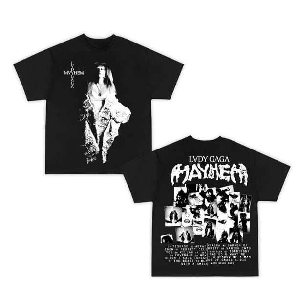 Lady Gaga Mayhem Camiseta para hombre y mujer Camiseta de algodón de manga corta Retro Y2K Streetwear para hombres y mujeres
