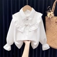 thumbnail image 5 of hengsof Girls Long Sleeve Ruffle Collar Button Down Shirt, Frilly and Sweet Top for School, Chic Layering Piece Under Sweaters, Pretty Tween Blouse, 5 of 8