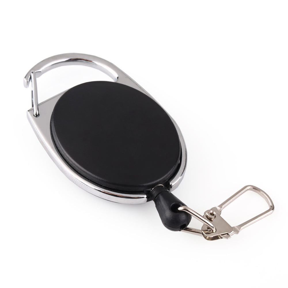 Retractable Metal Card Badge Holder Steel Recoil Ring Belt Clip Pull Key Chain 