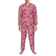 thumbnail image 3 of Sikiie Cute Strawberry Mens Pajama Set, Soft Warm Long Sleeve Sleepwear, Cozy Button-Down Pjs for Men-Large, 3 of 7