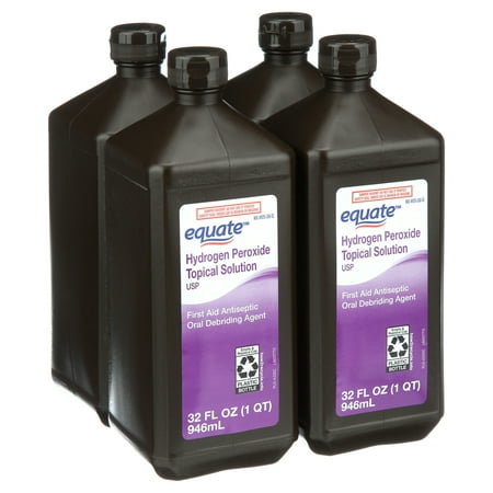 Equate 3% Hydrogen Peroxide Liquid Antiseptic, 32 fl oz, 4 Pack