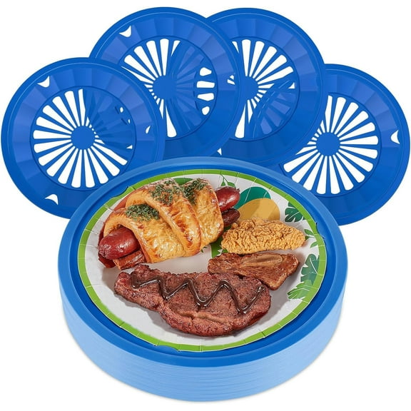 Bexikou 5 Pcs Plastic Paper Plate Holders,10 Inch Reusable Paper Plate Holders Round Plate Holder,Paper Plate Dispenser with Snap in Grooves for 9 Inch Paper Plates Party