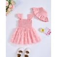 thumbnail image 2 of 6 Months Baby Girl Dress 12 Months Girls Sleeveless Dress Solid Color Cute Bowknot Infant Girls Suspender Dress Tulle Dress with Hat Pink, 2 of 7