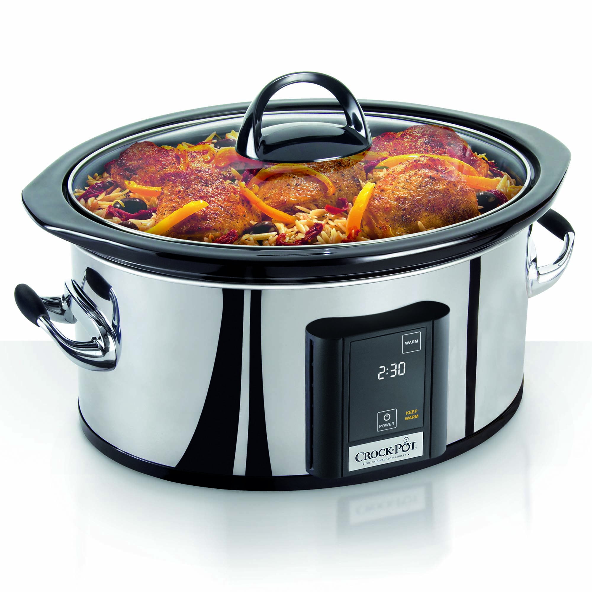 Crock pot 6 5 qt programmable touchscreen slow cooker silver