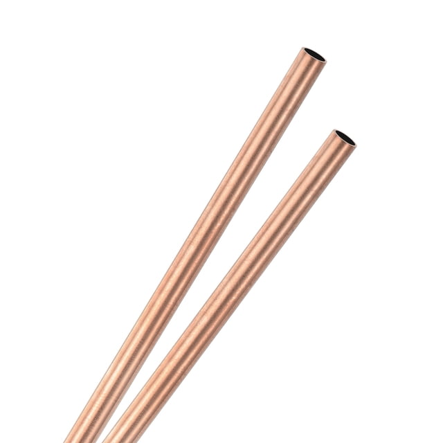 Uxcell Paquete de 2 Tubos Redondos de Cobre, 4mm OD 0.2mm Grosor 300mm Longitud Tubo Recto