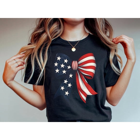 Distressed Bow Graphic T-Shirt Size S-5XL