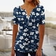 thumbnail image 1 of TaTaai Women's Pullover Printed Top, Soft Lightweight Cotton, Loose Fit, Short Sleeve V-Neck, Ruching Design Buttons, Casual Office Outings Spring Summer Multi-Color Gift, 1 of 5