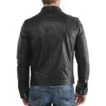 thumbnail image 3 of Men's Genuine Lambskin Leather Jacket Slim fit Motorcycle jacket A057, 3 of 4
