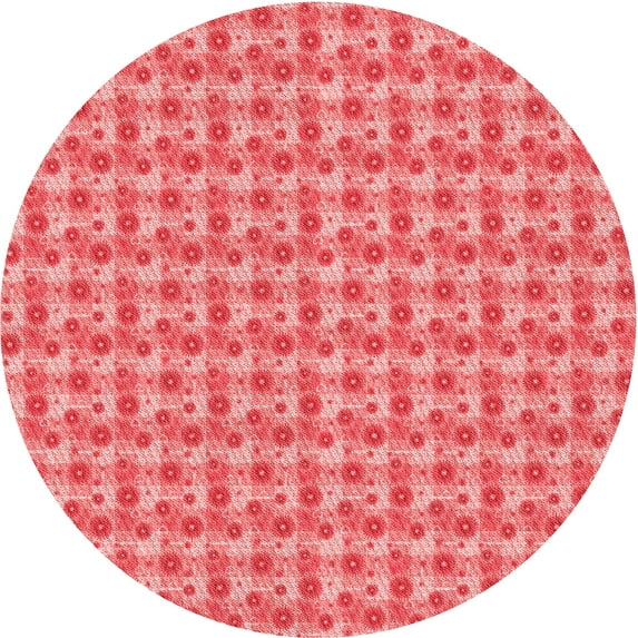 Ahgly Company Machine Washable Indoor Round Transitional Light Coral Pink Area Rugs, 6' Round
