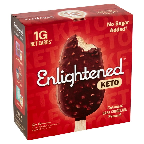 Enlightened Keto Caramel Dark Chocolate Peanut Ice Cream Bars, 2.65 fl