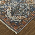 thumbnail image 5 of 5' X 8' Blue Orange And Ivory Floral Power Loom Area Rug With Fringe, 5 of 8