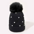 thumbnail image 4 of WREESH Women's Fashion Wool Beanie Cold Protection Warm Hat, Thickened All-Match Hat With Pompom Black, 4 of 4