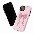 thumbnail image 2 of Cute Pink Bow iPhone Case, Girly Ribbon & Heart Design Protective Cover, Kawaii Pastel Aesthetic Phone Case for iPhone 16 15 14 13 12 11 Pro Max Plus Mini, 2 of 6