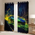 thumbnail image 3 of Feelyou Futuristic Sports Car Black Out Curtains, Neon Glowing Lightning Curtains Pack of 2 (42x63 Each), Teens Kids Boys Girls Bedroom Curtains, Black Out Curtains Decor, 3 of 7