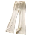 thumbnail image 6 of Miluxas Girls Flare Leggings - Seamless Yoga Pants with Cross High Waist, Bootcut Bell Bottoms for Girls White 12-13Years, 6 of 9